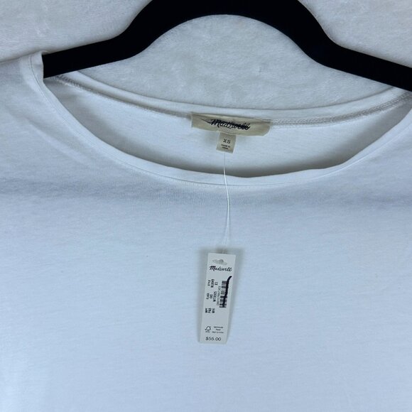 Madewell Womens Puff-Sleeve Blouse Drop-Shoulder Knit-Cotton Top Sz XS NWT - Picture 6 of 12